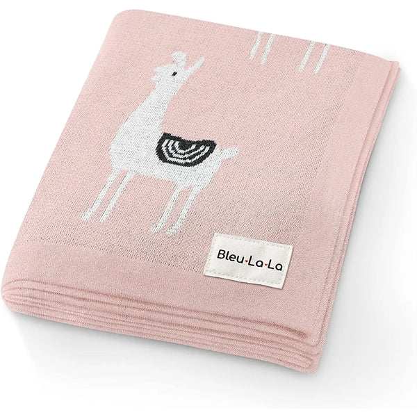 100% Luxury Cotton Swaddle Receiving Baby Blanket - Llama