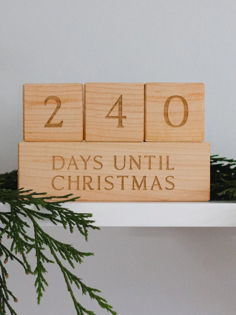 Christmas Countdown Blocks - Modern Wooden Holiday Set