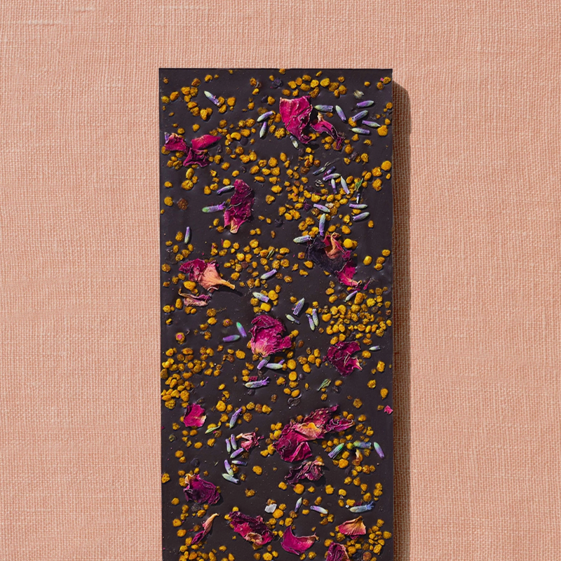 Spring & Mulberry Lavender, Bee Pollen, Rose Petal Date-Sweetened Chocolate