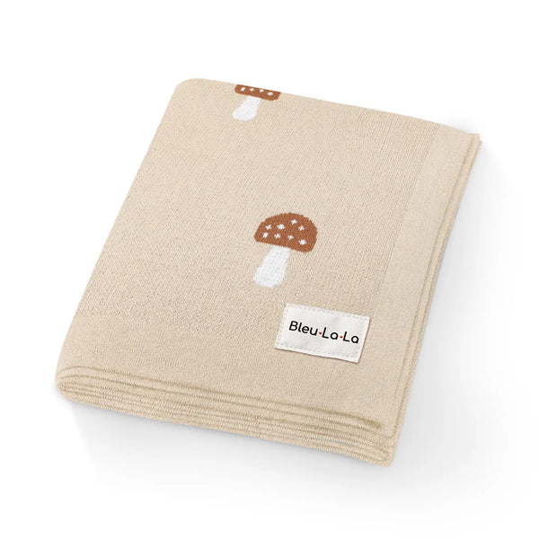 100% Luxury Cotton Swaddle Receiving Baby Blanket - Mushroom