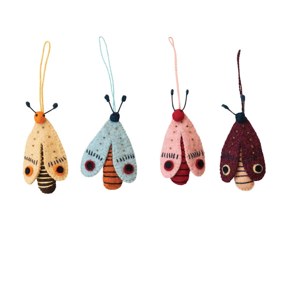 Handmade Beaded Felt Moth Ornament