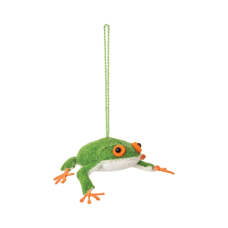 Handmade Wool Felt Frog Ornament