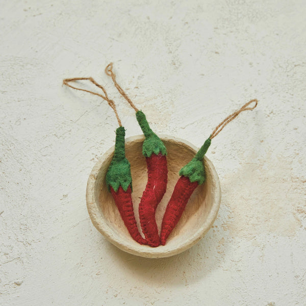 Handmade Wool Felt Chili Pepper Ornament