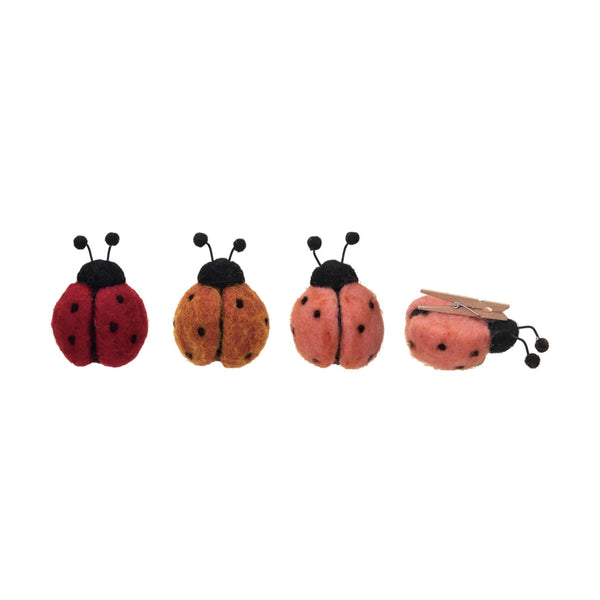 Handmade Wool Felt Ladybug Clip-On Ornament