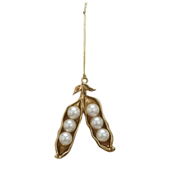 Metal & Faux Pearl Pea Pod Ornament