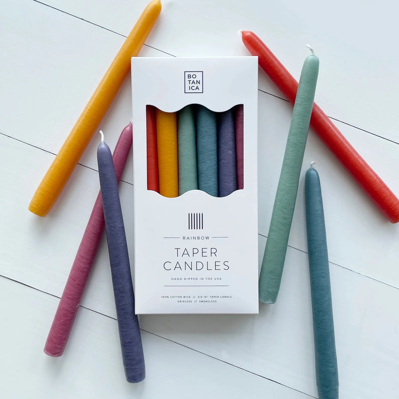 Rainbow Taper Candles, Set of 6