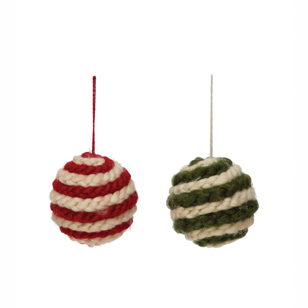 Crocheted Striped Ball Ornament