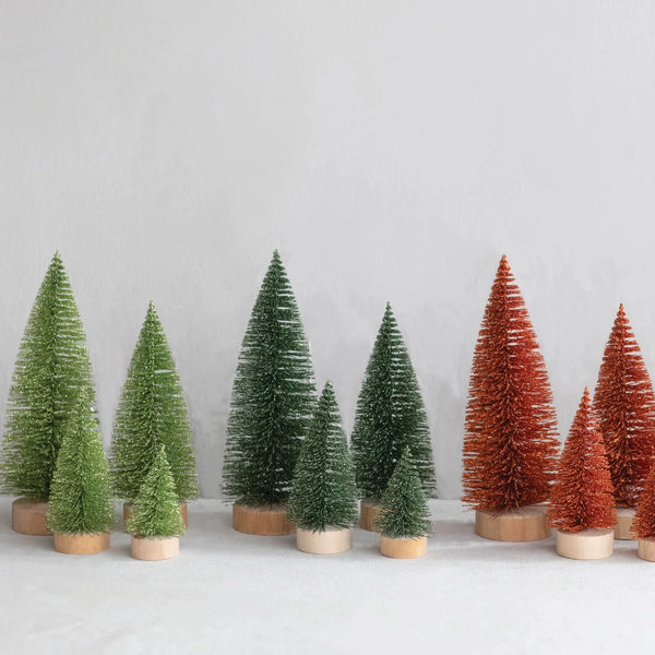 Green Glitter Bottle Brush Trees